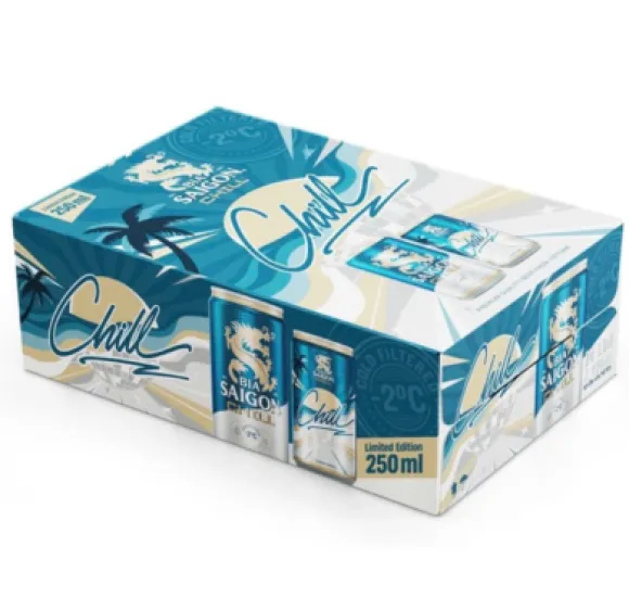 Thùng 24 lon bia Sài Gòn Chill 250ml