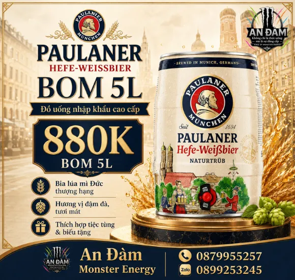 Bia Paulaner Hefe Weissbier 5,5% – Bom 5 Lít