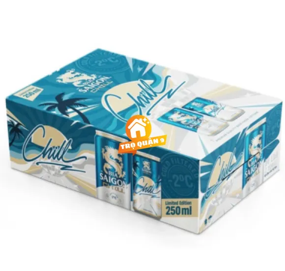 Thùng 24 lon bia Sài Gòn Chill 250ml