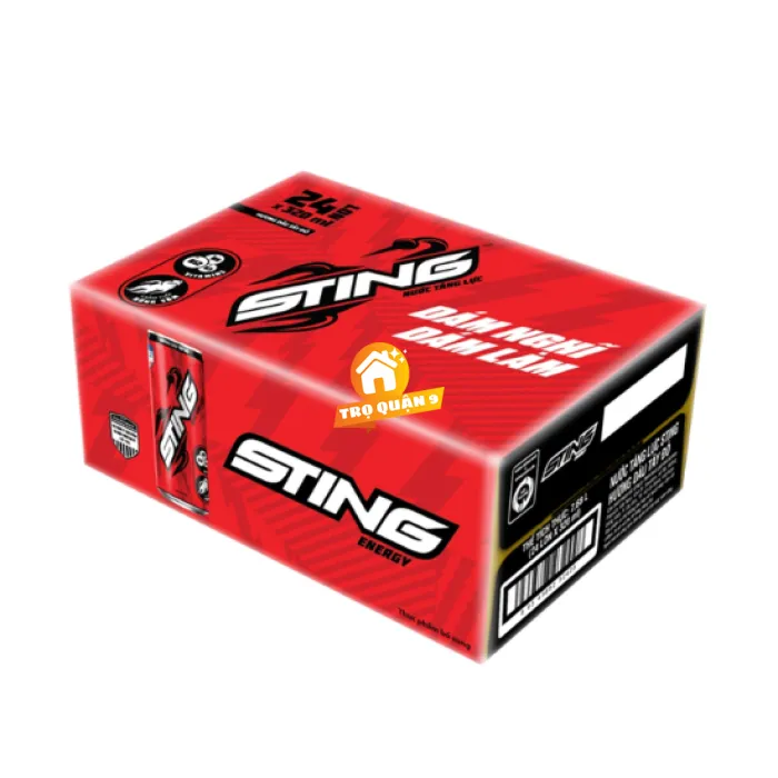Thùng 24 lon nước tăng lực Sting Sleek hương dâu 235ml